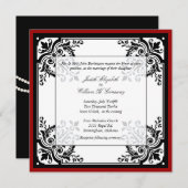 黒く、白く、および赤いバロック式の結婚式招待状 招待状 (正面/裏面)