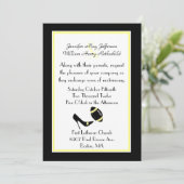 黒く、白く、及び黄色のフットボールの結婚式招待状 招待状 (スタンド正面)