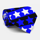 黒く、白く、青のストライプのな星のタイ ネクタイ (ロール)