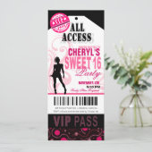 黒く、白人およびピンクVIPの菓子16のチケットのパーティー 招待状 (スタンド正面)