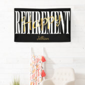 黒く、白及び金ゴールドの退職パーティー 横断幕 (インサイチュ)