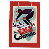 黒く、紫色によって着せられるスキーヤー ミディアムペーパーバッグ (裏面)