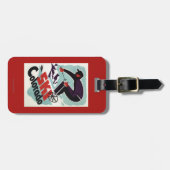 黒く、紫色によって着せられるスキーヤー ラゲッジタグ (正面横)