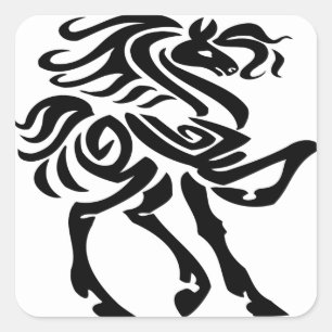 黒く、若い馬 スクエアシール