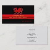 黒く、赤い金属一見のストリップのウェールズの赤いドラゴン 名刺 (正面/裏面)