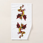 黒く、赤い、および金ゴールドのドラゴン バスタオルセット (ハンドタオル)