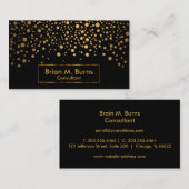 黒く、金属金ゴールドの紙吹雪のデザイン 名刺 (正面/裏面)