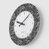 黒く、金属銀製の幾何学的なパターン ラージ壁時計 (傾斜)