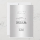 黒く、銀製のダマスク織の赤い宝石の結婚式の招待 招待状 (裏面)