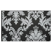 黒く、銀製のダマスク織パターン生地 ファブリック (ファットクウォーター)