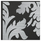 黒く、銀製のダマスク織パターン生地 ファブリック (見本)