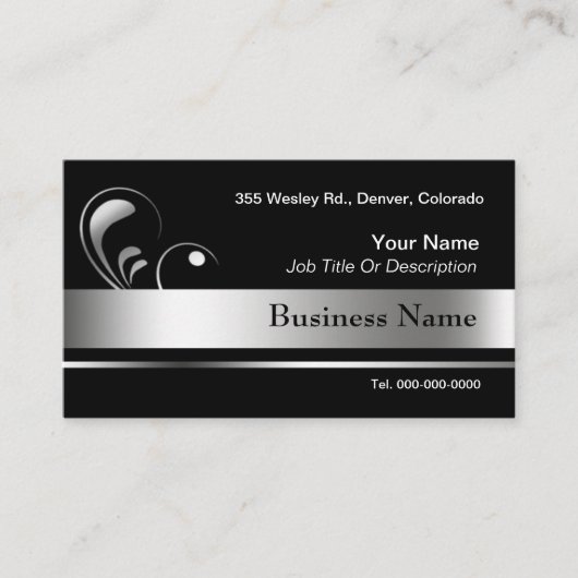 黒く、銀製の名刺のテンプレート 名刺 (正面)