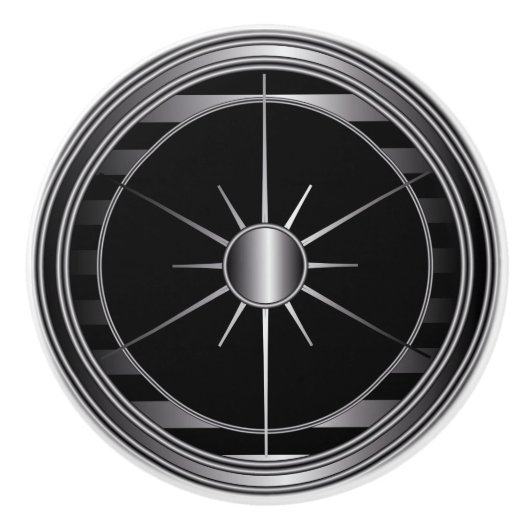 黒く、銀製の星のトリム セラミックノブ (正面)