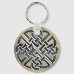 黒く、青銅色の金属のケルト結び目模様Keychain キーホルダー