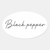黒こしょう食品ラベルステッカー 楕円形シール (正面)