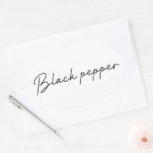 黒こしょう食品ラベル 楕円形シール (封筒)