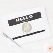 黒こんにちは私の名前はシール 長方形シール (封筒)