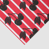 黒さくらんぼオン赤と白ストライプの 薄葉紙 (詳細)