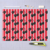 黒さくらんぼオン赤と白ストライプの 薄葉紙 (クラフト)