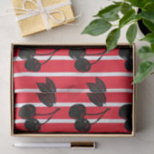 黒さくらんぼオン赤と白ストライプの 薄葉紙 (ギフト)