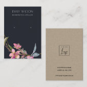 黒さくらんぼ花フローライヤリング表示ロゴ 名刺 (正面/裏面)