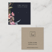 黒さくらんぼ花柱イヤリング表示ロゴ スクエア名刺 (正面/裏面)