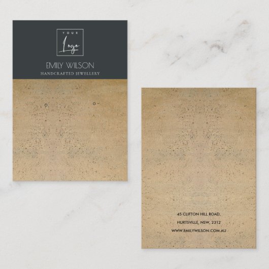 黒さびテラコッタのテクスチャーのロゴイヤリングディスプレイ 名刺 (正面/裏面)