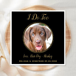 黒すぎる結婚金ゴールドのカスタム愛犬の写真 スタンダードカクテルナプキン