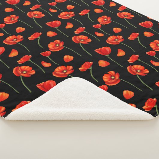 黒ずんだポピー模様 シェルパブランケット (3/4)