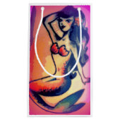 黒っぽい髪の人魚の美しい スモールペーパーバッグ (正面)