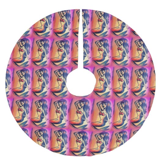 黒っぽい髪の人魚の美しい ブラッシュドポリエステルツリースカート (正面)