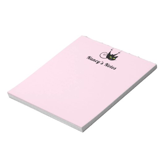 黒つる猫のつる緑の目が可愛い ノートパッド (回転)