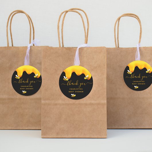 黒でこぼこ蜂の甘い蜂蜜の赤ちゃんシャワー ラウンドシール