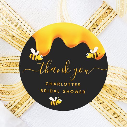 黒でこぼこ蜂の甘い蜂蜜ブライダルシャワー ラウンドシール