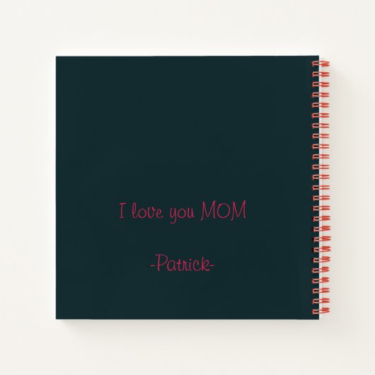 黒でカスタマイズ可能な母の日のメッセージ ノートブック (裏面)