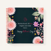 黒でカスタマイズ可能な母の日のメッセージ ノートブック (正面)