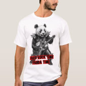 黒でハードロックを演奏するパンダ Tシャツ (正面)