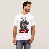 黒でハードロックを演奏するパンダ Tシャツ (正面フル)