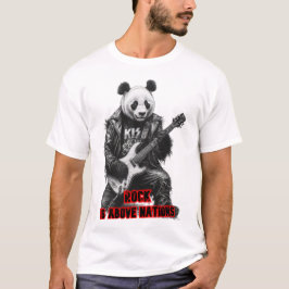 黒でロックンロールを演奏するワイルドパンダ Tシャツ