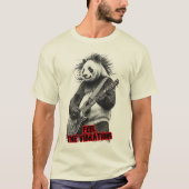 黒でロックンロールを演奏する野生のパンダ Tシャツ (正面)