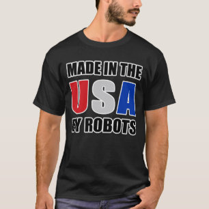 黒でロボットによって米国で作られる Tシャツ