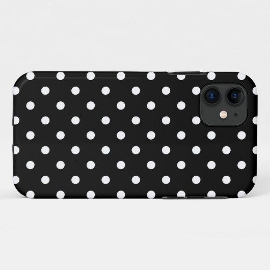 黒で中型白い水玉模様 Case-Mate iPhoneケース (裏面(横))