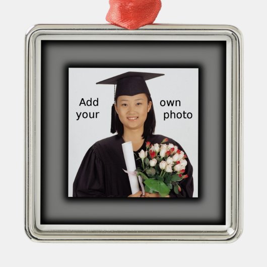 黒で写真を追加 メタルオーナメント (正面)