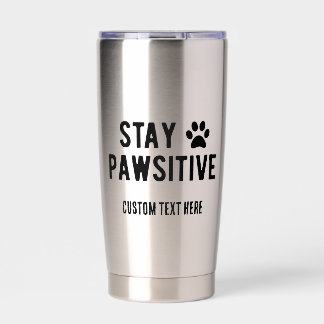 黒で名前をカスタマイズできるStay Pawsitive 保温保冷タンブラー