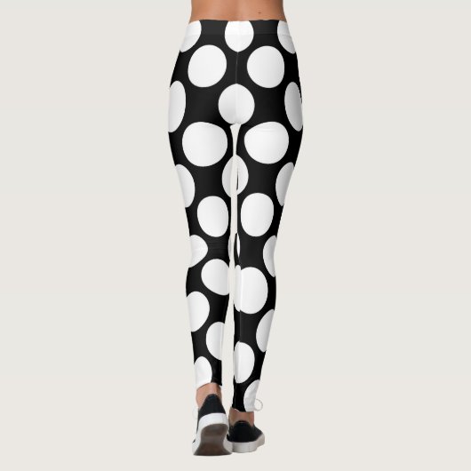 黒で大きい白い水玉模様 レギンス (裏面)