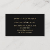 黒で植物のエレガントでフェイクな金ゴールド 名刺 (裏面)