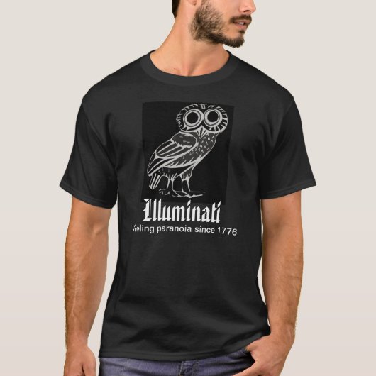 黒で白いIlluminati Tシャツ (正面)