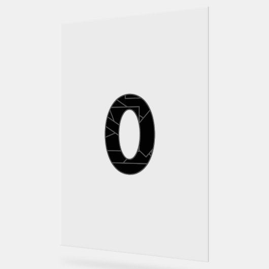 黒で表したゼロ(0) アクリルサイン (傾斜)