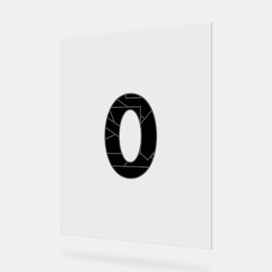 黒で表したゼロ(0) アクリルサイン (傾斜)