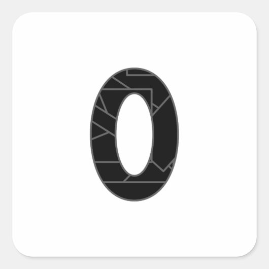 黒で表したゼロ(0) スクエアシール (正面)